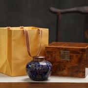 茶叶罐礼盒装景德古r珐镇彩，陶瓷中式复琅风，密封罐功夫茶具红