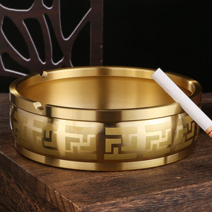 大号金属纯黄铜烟灰缸，中式摆件客厅家用茶几，茶桌办公室送父亲礼物