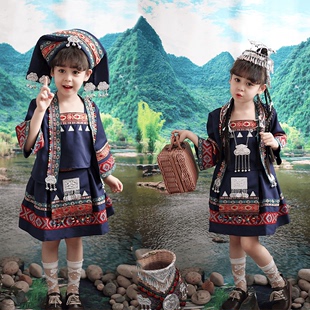 哈尼宝贝女童苗族少数民族舞蹈演出服装三月三七月火把节弥渡山歌