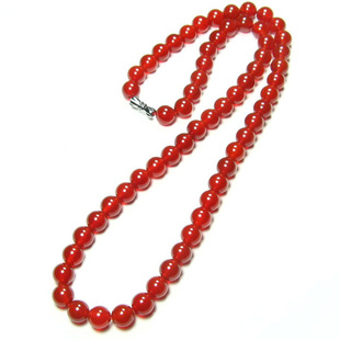 精美天然巴西红玛瑙项链~颗颗~颜色红润~7A级~可定制长度
