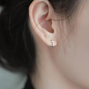 S925纯银针几何耳环耳扣简约个性设计感适合小耳垂的耳饰品女