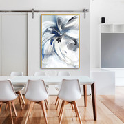 手绘抽象油画客厅现代简约双联，百合花开美式北欧两联组合装饰画