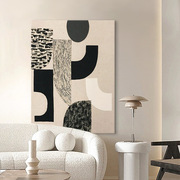 拼凑侘寂风客厅装饰画几何，抽象沙发背后挂画民宿高级感无框画
