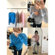 XFYSTYLE_全羊毛圆领单排扣针织开衫外套女25春韩系软糯百搭上衣