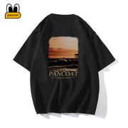 PANCOAT美式重磅t恤男生夏季潮流宽松情侣圆领休闲短袖男士上衣