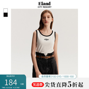 eland衣恋背心女马甲夏季刺绣，印花无袖圆领背心上衣