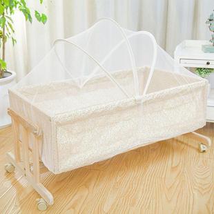 加粗实木婴儿床小摇床便携式宝宝摇篮床小童床可摇摆0-2岁宝