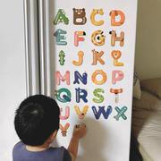 儿童动物字母磁贴黑板，宝宝磁性冰箱贴26个英文早教益智玩具3-6岁