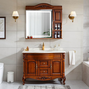 欧式浴室柜橡木实木美式卫浴柜洗漱台洗脸盆柜卫生间厕所组合轻奢