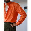 Plan B 意式复古桔色长袖衬衫vintage立领休闲衬衣男士彩色衬衣