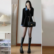 高级设计感黑色西装外套，女春秋韩版oversize宽松显瘦休闲西服