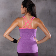 女运动紧身背心瑜伽健身跑步弹力针织上衣打底运动服防走光罩衫
