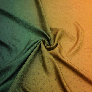 渐变黄绿色(黄绿色)28姆米花萝红云纱，中式套装面料旗袍桑蚕丝绸连衣裙布料