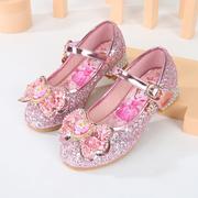 粉色女童皮鞋小女孩高跟鞋456789岁儿童公主鞋浪漫单鞋美少女鞋子