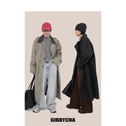 gibbycna22秋季小众设计感高级单排扣风衣，外套男长款翻领上衣