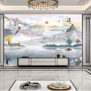 新中式水墨山水壁画客厅沙发家和电视背景墙壁纸现代简约影视墙布
