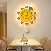 简约现代网红太阳钟表，挂钟客厅时尚创意餐厅，挂墙发光装饰时钟壁灯