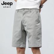 Jeep吉普纯棉短裤男士2024夏季薄款直筒中裤潮流休闲五分裤子男裤