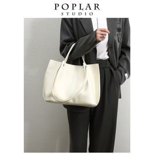 poplar高级感小众大容量通勤手提包包，女2023百搭托特包蝙蝠(包蝙蝠)包