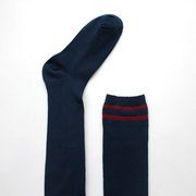 日系秋冬两条杠经典红蓝色堆堆袜加长过膝长筒袜纯棉女袜子WZ