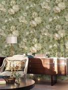 美式牡丹油画墙布电视背景墙壁画定制轻奢花卉卧室客厅无纺布壁纸