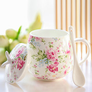 马克杯带盖勺咖啡杯陶瓷大容量，牛奶杯创意简约情侣，杯子骨瓷水杯