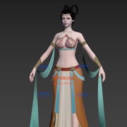 中国古风次世代3dmax模型.敦煌仙女，角色.古装，汉服饰公主-无绑定