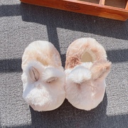 儿童棉拖鞋冬季毛绒舒适厚底女童居家宝宝兔耳朵鞋子室内鞋可外穿