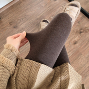 秋冬加绒奶咖色连裤袜加厚保暖烟灰色打底裤袜女条纹咖啡色踩脚袜