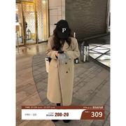 Hhyii 秋冬季外套女2023韩版复古高级感气质中长款毛呢大衣女