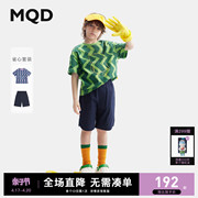 MQD童装男童条纹满版纯棉短袖套装24夏装儿童短袖T恤短裤2件套