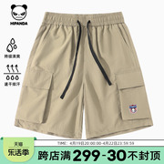 Hipanda你好熊猫潮牌宽松工装口袋短裤男2024夏季凉感休闲运动裤