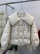 2023小个子娃娃领短款白鸭绒羽绒服女冬洋气减龄宽松保暖外套