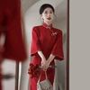 红色旗袍敬酒服2024夏季新中式新娘结婚改良小个子订婚礼服女