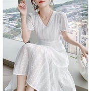 2023春夏季裙子长短裙白色蕾丝，连衣裙女