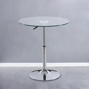 钢化玻璃小圆桌简约升降圆形洽谈桌子餐桌休闲咖啡，桌不锈钢可旋转