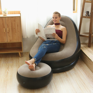 懒人沙发充气可折叠躺椅户外沙发床带脚蹬舒适组合植绒沙发椅