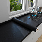 厨房防油贴纸灶台用防水防油自粘橱柜子台面家具翻新黑色木纹贴纸