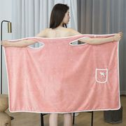 浴巾女家用可穿裹加大码80-180斤吸水不掉毛浴裙浴袍式2022