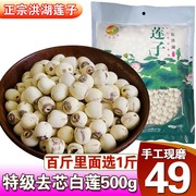 洪湖莲子去芯特级干货无心白莲子(白莲子)500g磨皮湖北特产百合银耳莲子羹