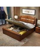 实木床1.5米双人床中式1.8米单人床主卧气压抽屉储物床经济型家具