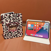 酷拽个性豹纹女孩适用苹果平板保护套卡通，ipad10360度旋转式air45带笔槽10.9寸女款mini6保护套12.9寸