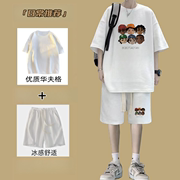 夏季运动套装男2024学生短袖t恤短裤搭配时尚男士帅气一整套