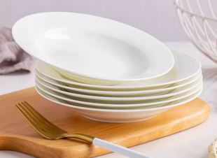 正宗景德镇中式高档骨质瓷纯白色陶瓷碗盘，餐具汤碗面(汤碗面)碗鱼盘饭碗