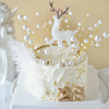 水晶麋鹿蛋糕装饰摆件小鹿羽毛珍珠树叶生日快乐网红蛋糕插件