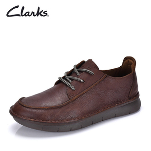 Clarks其乐男鞋真皮圆头厚底系带男士百搭商务休闲大头皮鞋