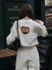 WORK SHOP韩国2024春款女装 时髦褶皱超长袖心形露背短款卫衣