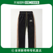 香港直邮潮奢 Rhude 男士直筒Logo刺绣条纹天鹅绒运动裤