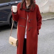 潮风衣女2023韩系高级感黑色英伦，风中长短款毛呢大衣外套