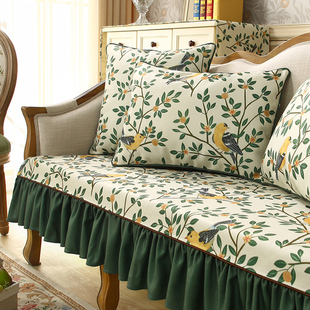 美式沙发垫法式轻奢高档氛围感四季防滑坐垫，真皮沙发套罩欧式客厅
